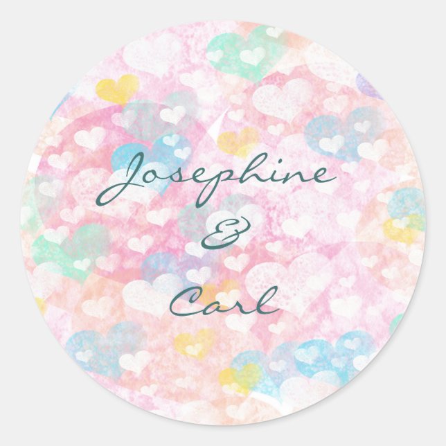 Pegatina Redonda Patrón de acuarela de capas (Anverso)