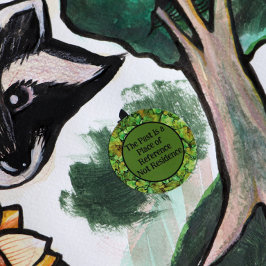 Pegatina Redonda Patrón de acuarela de marfil verde inglés