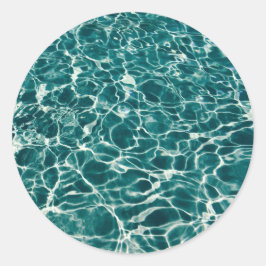 Pegatina Redonda Patrón de agua azul