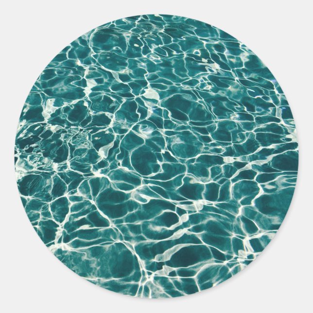 Pegatina Redonda Patrón de agua azul (Anverso)
