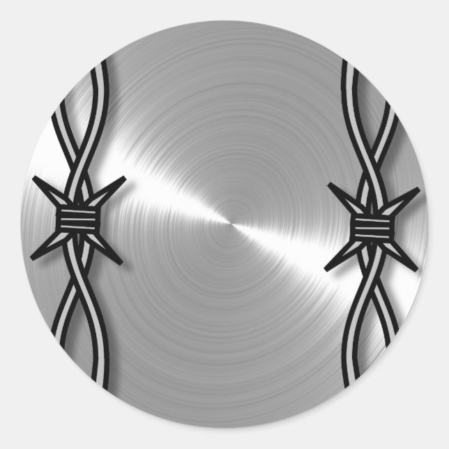 Pegatina Redonda Patrón de alambre de púas (Anverso)
