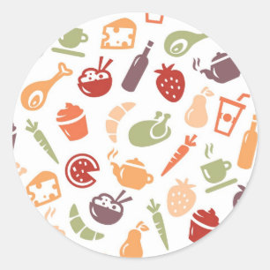 Pegatina Redonda Patrón de alimentos