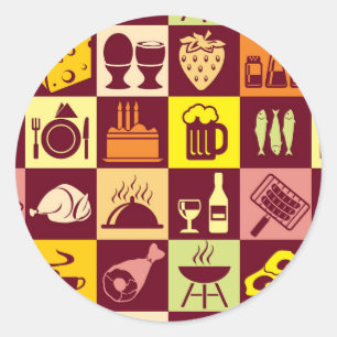 Pegatina Redonda Patrón de alimentos