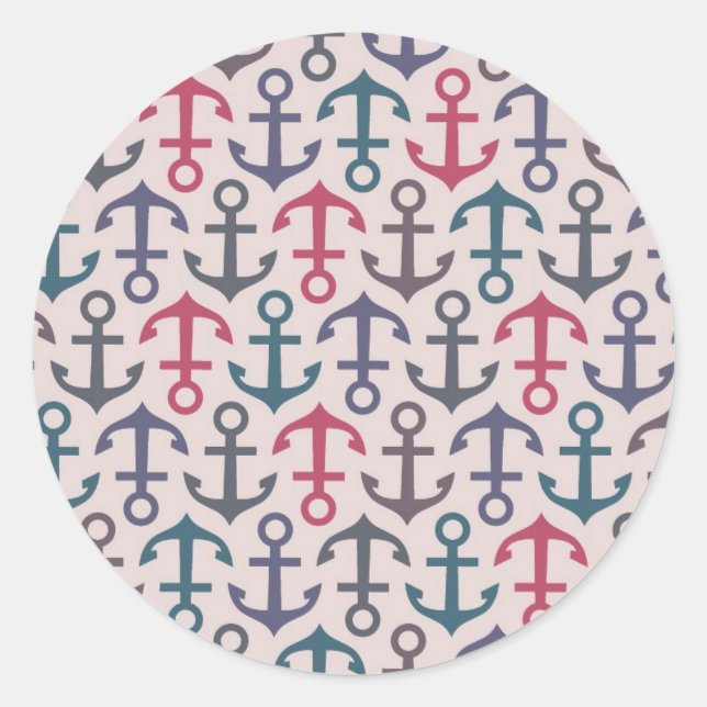 Pegatina Redonda Patrón de anclaje (Anverso)
