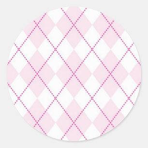 Pegatina Redonda Patrón de arcilla rosa y blanco