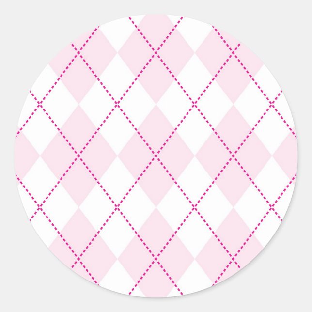 Pegatina Redonda Patrón de arcilla rosa y blanco (Anverso)
