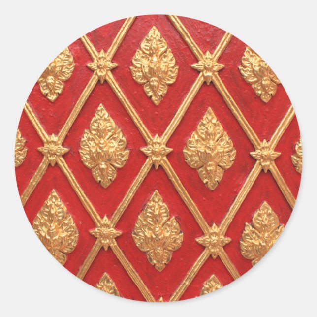 Pegatina Redonda Patrón de arte tailandés (Anverso)