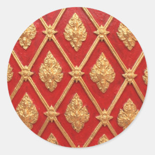 Pegatina Redonda Patrón de arte tailandés