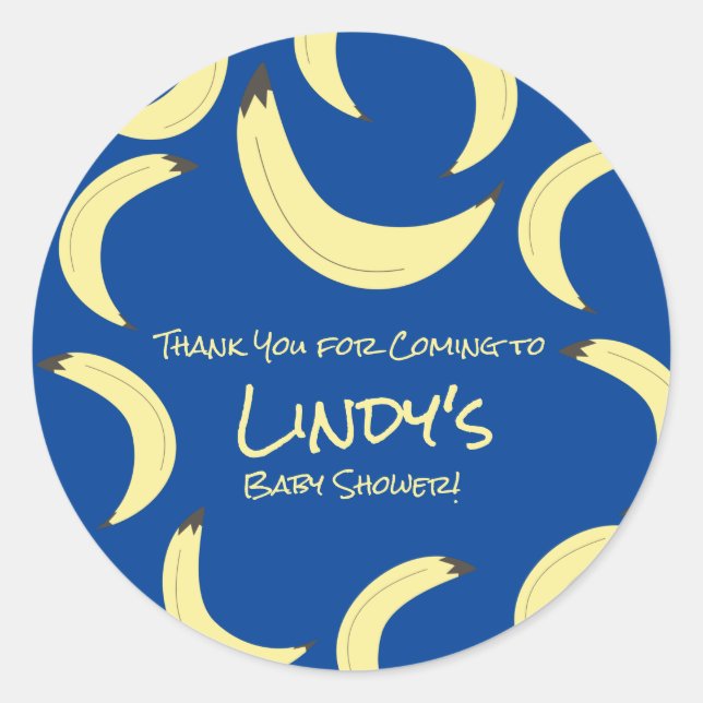 Pegatina Redonda Patrón de Baby Shower de Cute Banana Bunch (Anverso)