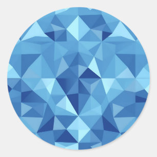 Pegatina Redonda Patrón de baldosas de mosaico geométrico azul