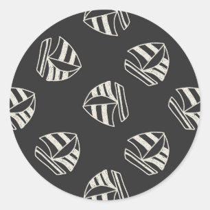 Pegatina Redonda Patrón de barco de vela dibujado de Chalk