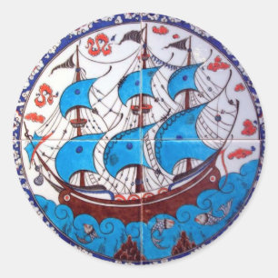 Pegatina Redonda Patrón de batalla/Arte de mosaico