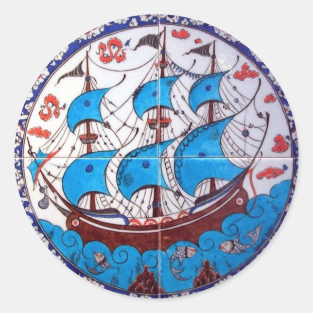 Pegatina Redonda Patrón de batalla/Arte de mosaico (Anverso)