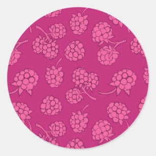 Pegatina Redonda Patrón de Berry magenta