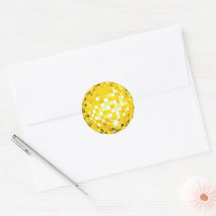 Pegatina Redonda Patrón de bola de disco dorado