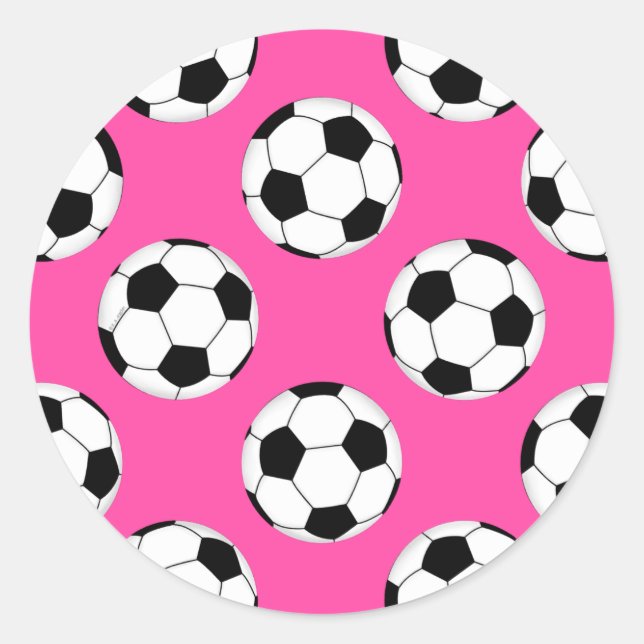 Pegatina Redonda Patrón de bola de fútbol rosa (Anverso)