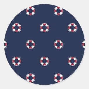 Pegatina Redonda Patrón de boyas rojas y blancas