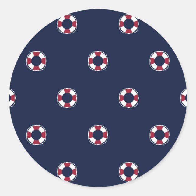 Pegatina Redonda Patrón de boyas rojas y blancas (Anverso)