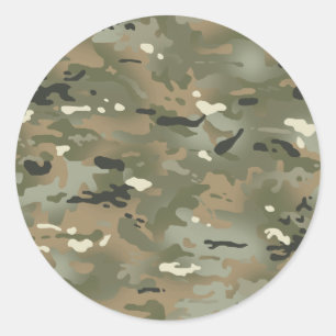Pegatina Redonda Patrón de camuflaje Jungle I