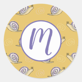 Pegatina Redonda Patrón de caracoles y remolinos ilustrados
