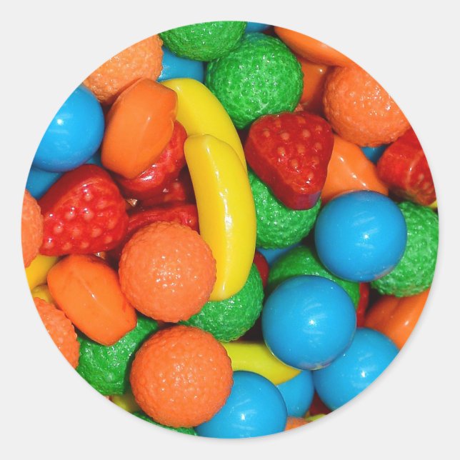 Pegatina Redonda Patrón de caramelos de color (Anverso)