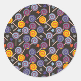 Pegatina Redonda Patrón de caramelos Patrón de las lolias lango