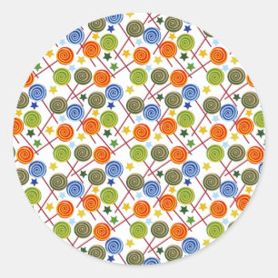 Pegatina Redonda Patrón de caramelos   Patrón de las lolias   lolli