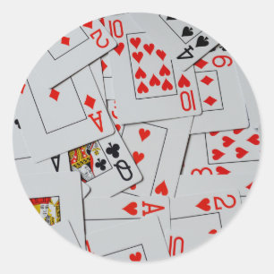 Pegatina Redonda Patrón De Cartas De Reproducción De Dispersión,