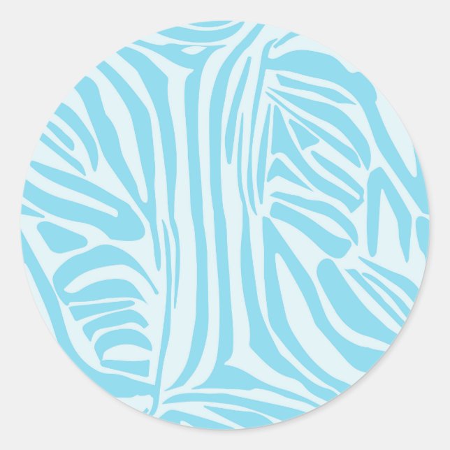Pegatina Redonda Patrón de cebra azul (Anverso)