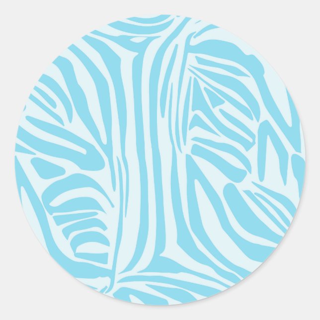 Pegatina Redonda Patrón de cebra azul (Anverso)