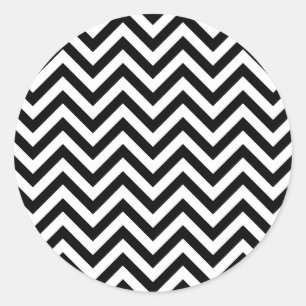 Pegatina Redonda Patrón de chevron de franjas de zigzag en blanco y