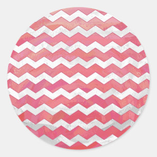 Pegatina Redonda Patrón De Chevron De Salmon Swirl