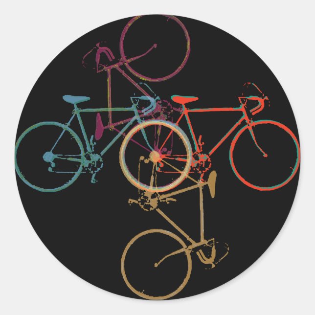 Pegatina Redonda patrón de ciclismo (Anverso)