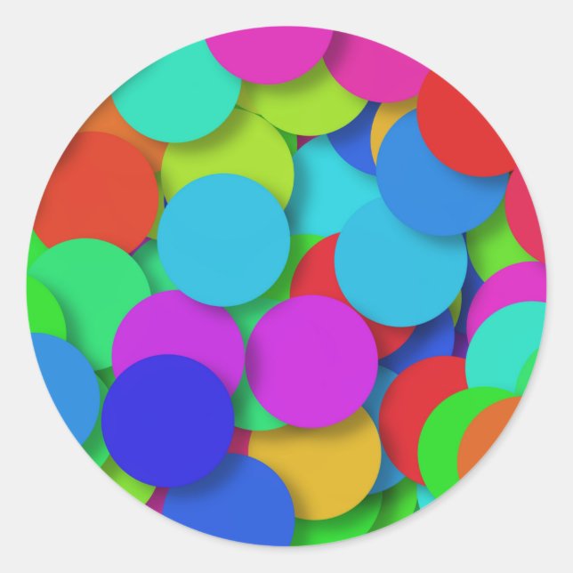 Pegatina Redonda Patrón de círculo de puntos coloridos (Anverso)