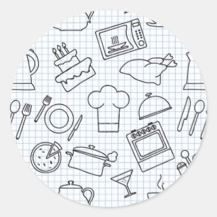 Pegatina Redonda Patrón de cocina 4