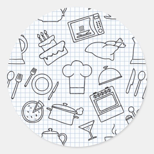 Pegatina Redonda Patrón de cocina 4 (Anverso)