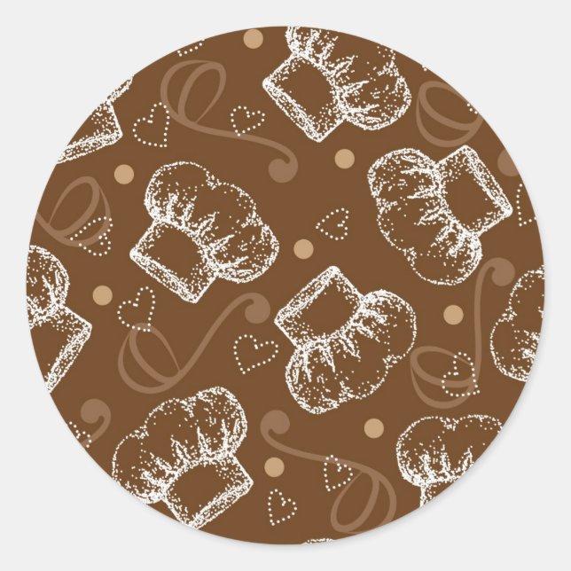 Pegatina Redonda Patrón de cocina con gorra del chef (Anverso)