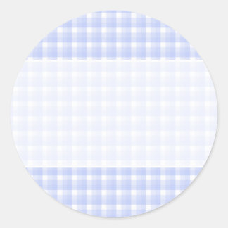 Pegatina Redonda Patrón de comprobación de Gingham. Azul claro y bl