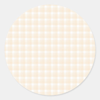 Pegatina Redonda Patrón de comprobación de Gingham. Beige y blanco.