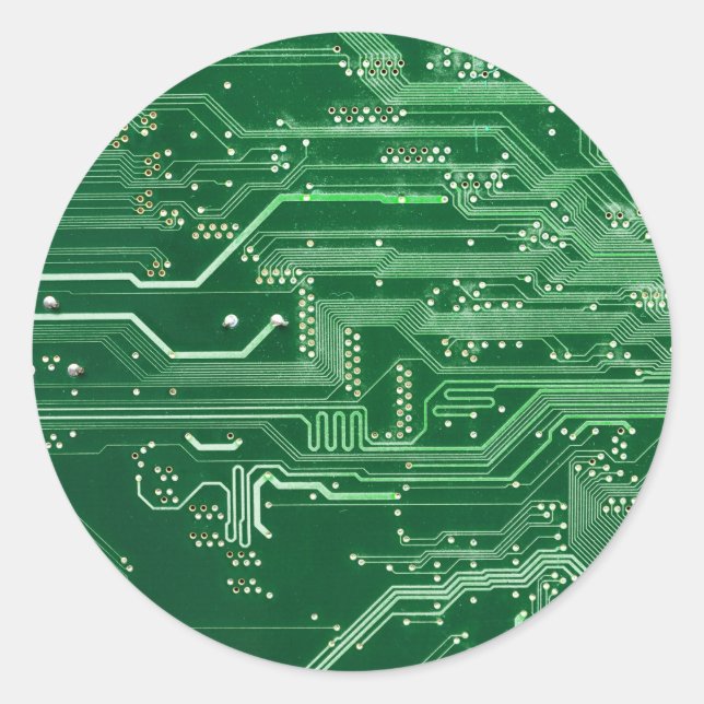 Pegatina Redonda patrón de computadora de placa de circuito electró (Anverso)