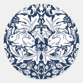 Pegatina Redonda Patrón de conejo William Morris Brer