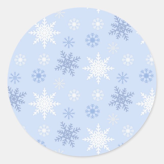 Pegatina Redonda Patrón de copo de nieve (Anverso)