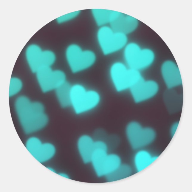 Pegatina Redonda Patrón de corazón moderno (Anverso)