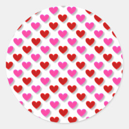 Pegatina Redonda Patrón de corazón simple