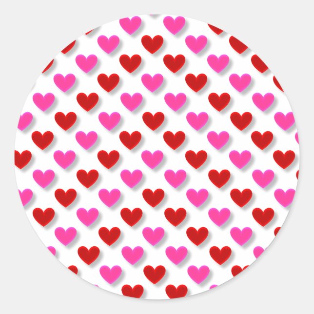 Pegatina Redonda Patrón de corazón simple (Anverso)