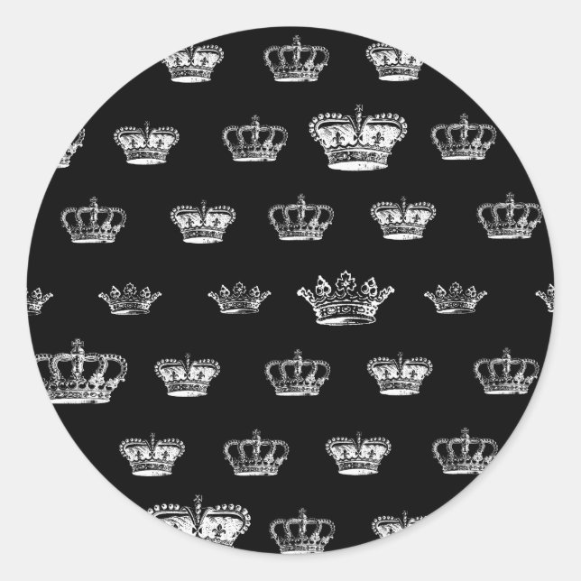 Pegatina Redonda Patrón de corona en blanco (Anverso)