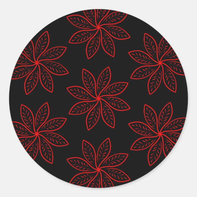 Pegatina Redonda Patrón de Crimson en negro (Anverso)