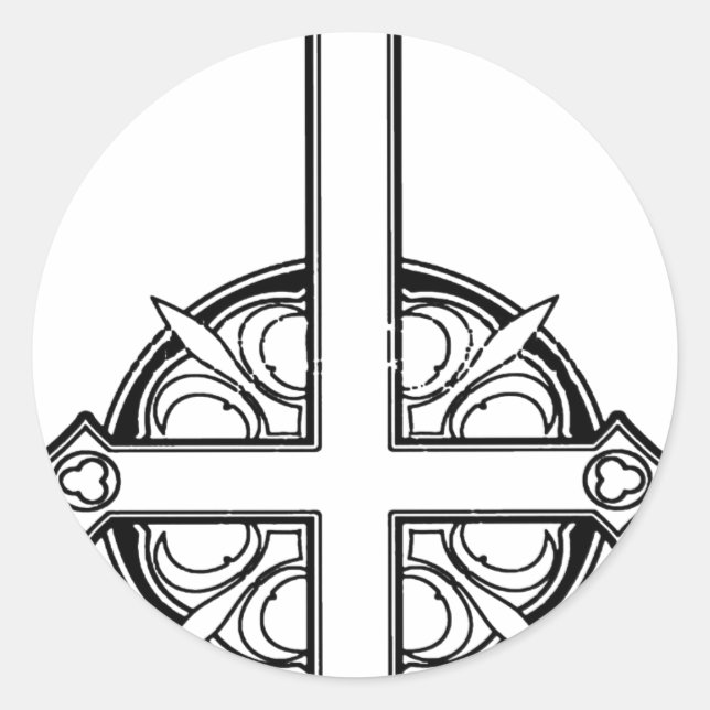 Pegatina Redonda Patrón de cruz hacia abajo (Anverso)