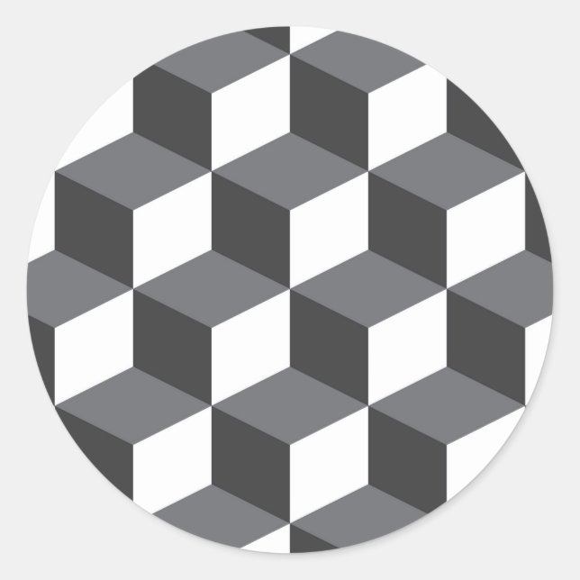 Pegatina Redonda Patrón de cubos arquitectónicos modernos, sencillo (Anverso)