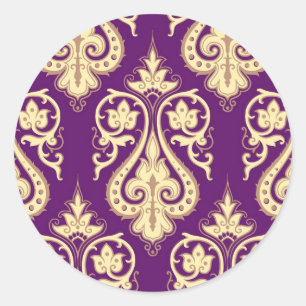 Pegatina Redonda Patrón de Damasco 4